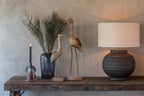 J-Line decoratie Vogel - hout/metaal - beige/zwart - large