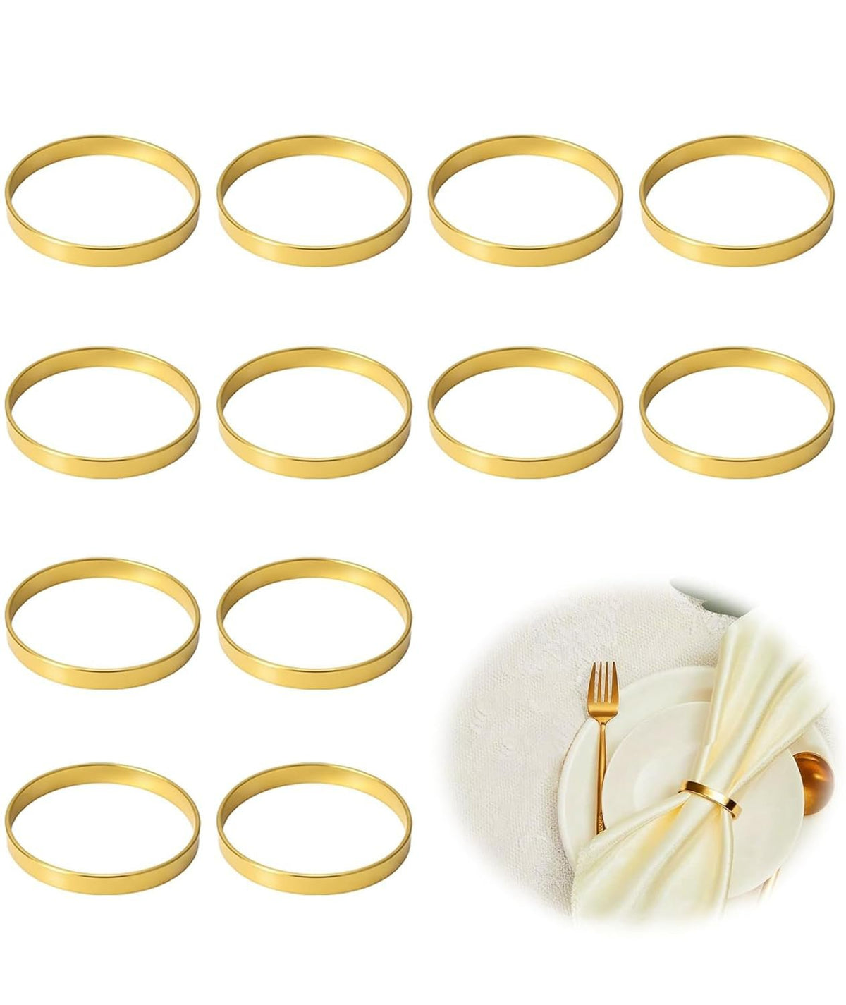 Gouden servetringen – eetaccessoire – elegant design – 12-delige set