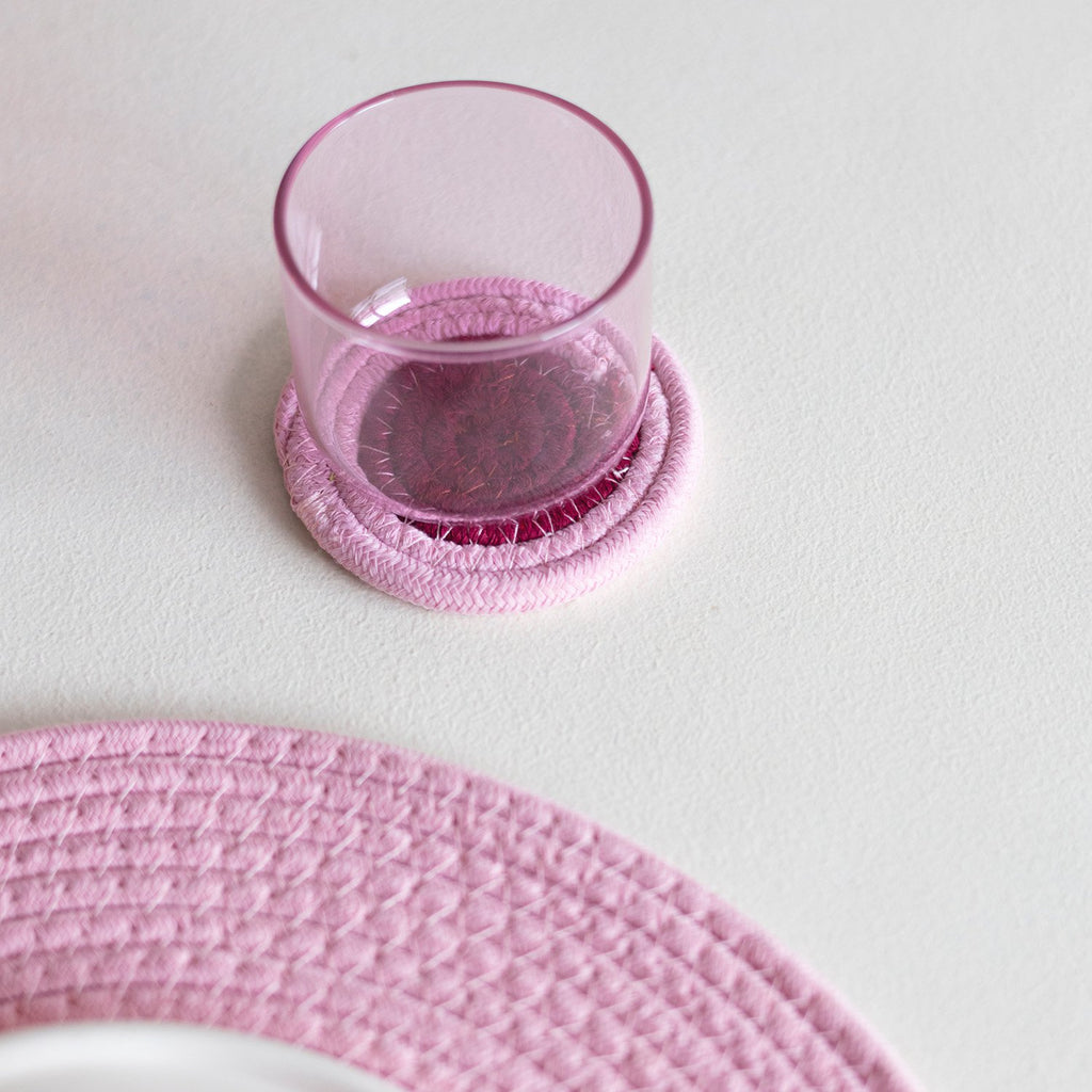 Onderzetter 10cm roze Piff - Set van 4