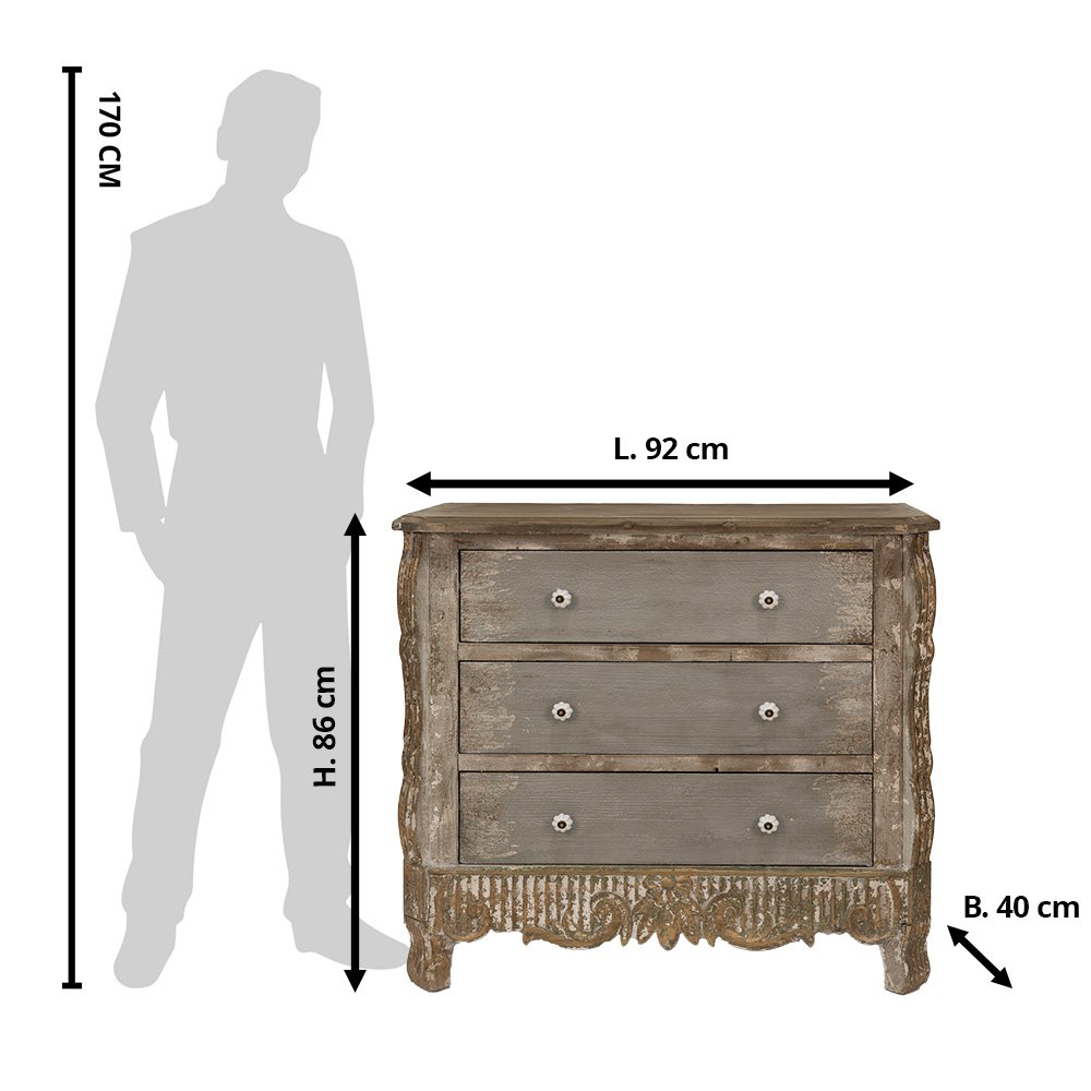Dressoir 92x40x86 cm Bruin Beige Hout Ladekast