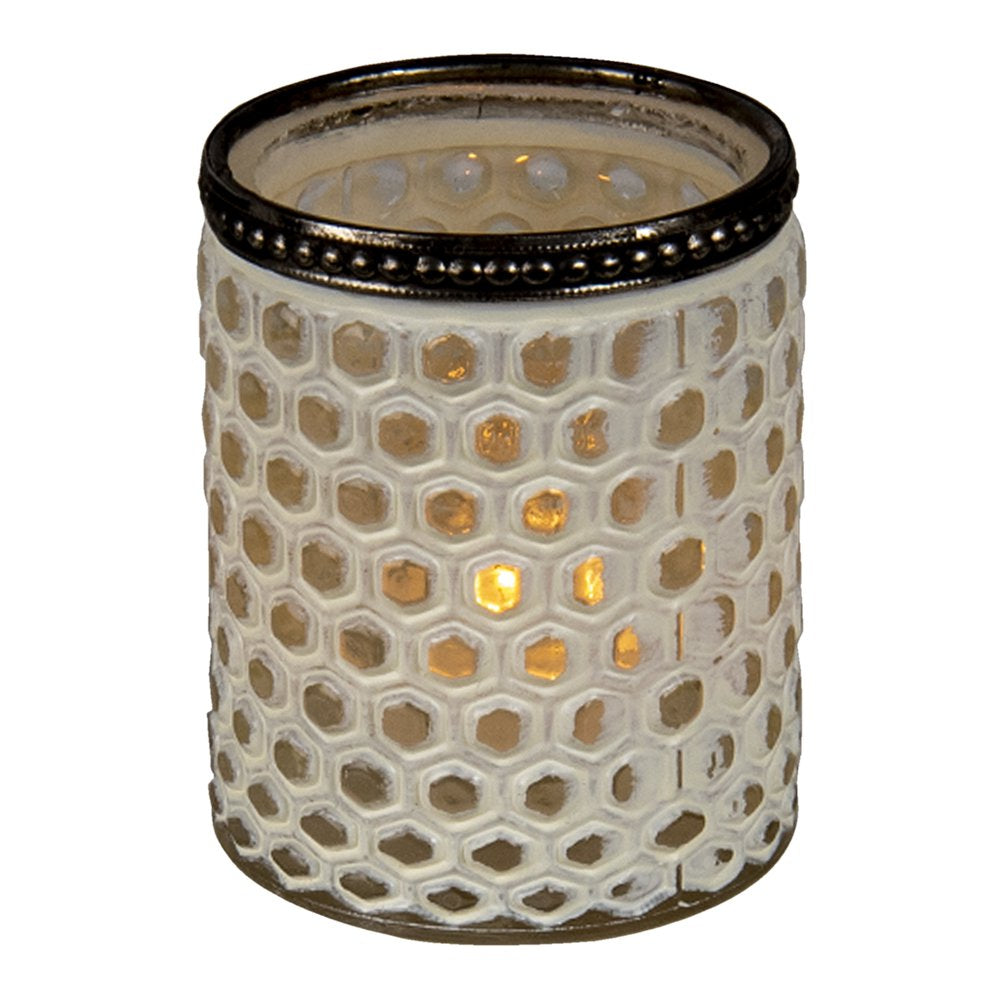 Theelichthouder Ø 7x8 cm Wit Glas Waxinelichthouder
