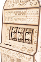 Eco Wood Art (EWA) DIY 3D Mechanische Houten Puzzel, One-Armed Bandit (met spaarpot), 4585, 13,6x11,7x25,3cm