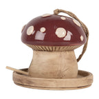 Decoratie Vogelhuis Paddenstoel Ø 13x13 cm Beige Rood Keramiek