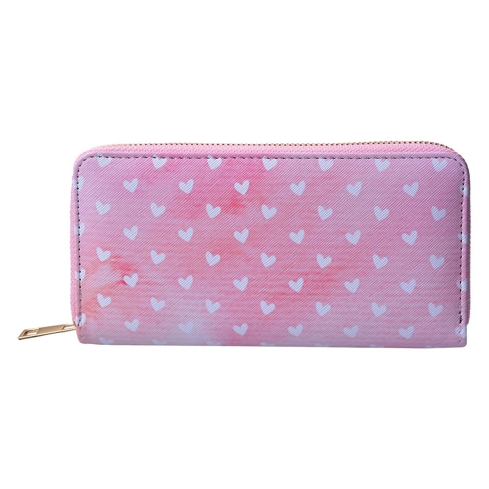 Portemonnee 10x19 cm Roze Polyester Hartjes