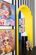 J-Line wanddecoratie Graffiti Vrouw Lipstick - canvas/verf - mix