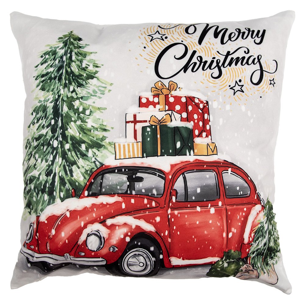 Kussenhoes 45x45 cm Beige Polyester Kerstboom Sierkussenhoes