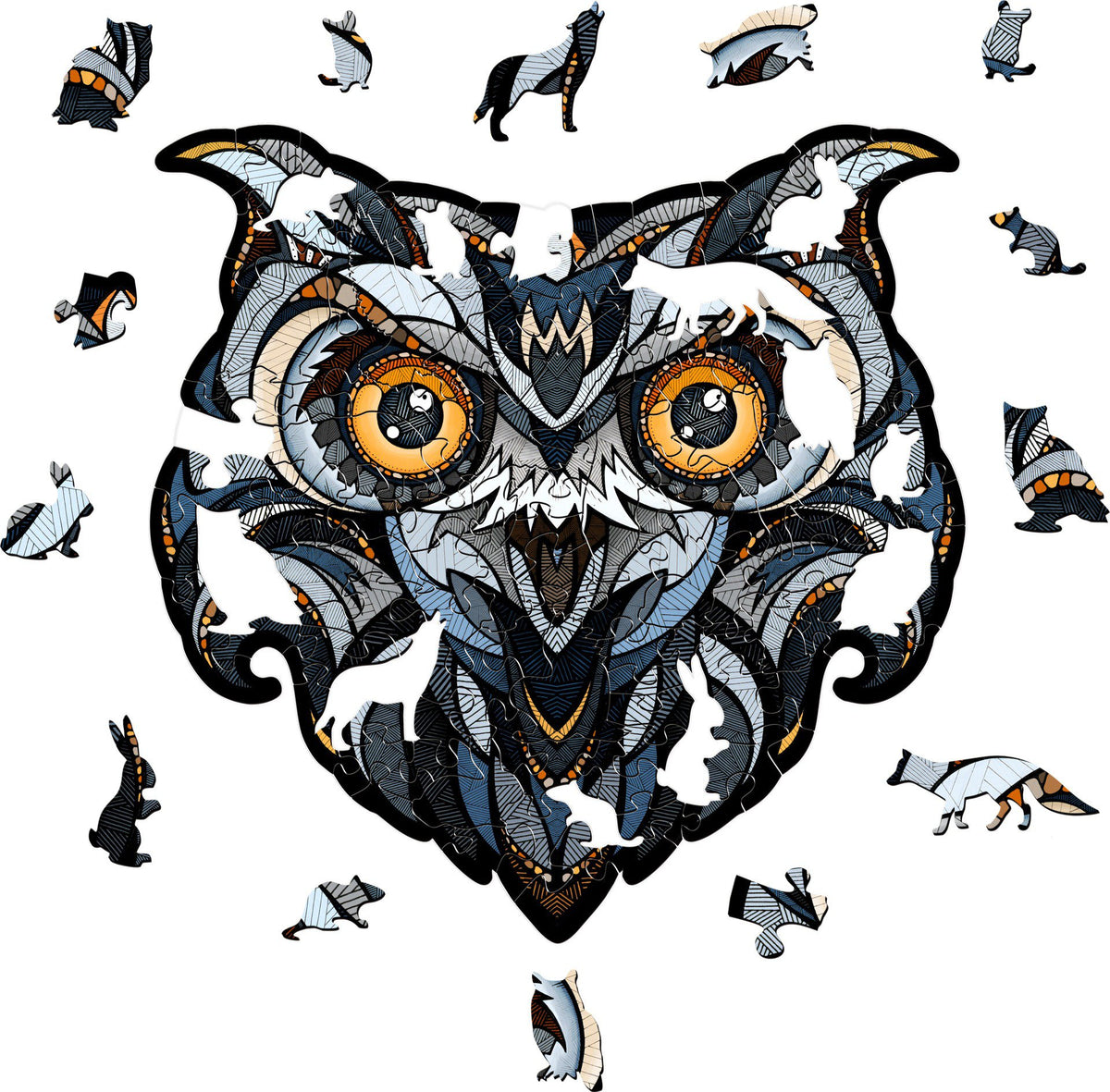 Eco Wood Art (EWA), Houten Legpuzzel Eagle-Owl, Size L, 3489, 38,4x38,8x0,4cm