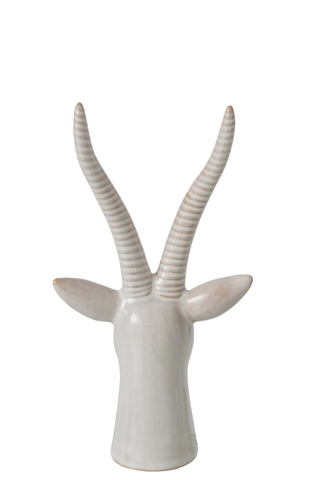 J-Line decoratie Hert Hoofd - porselein - ecru - medium