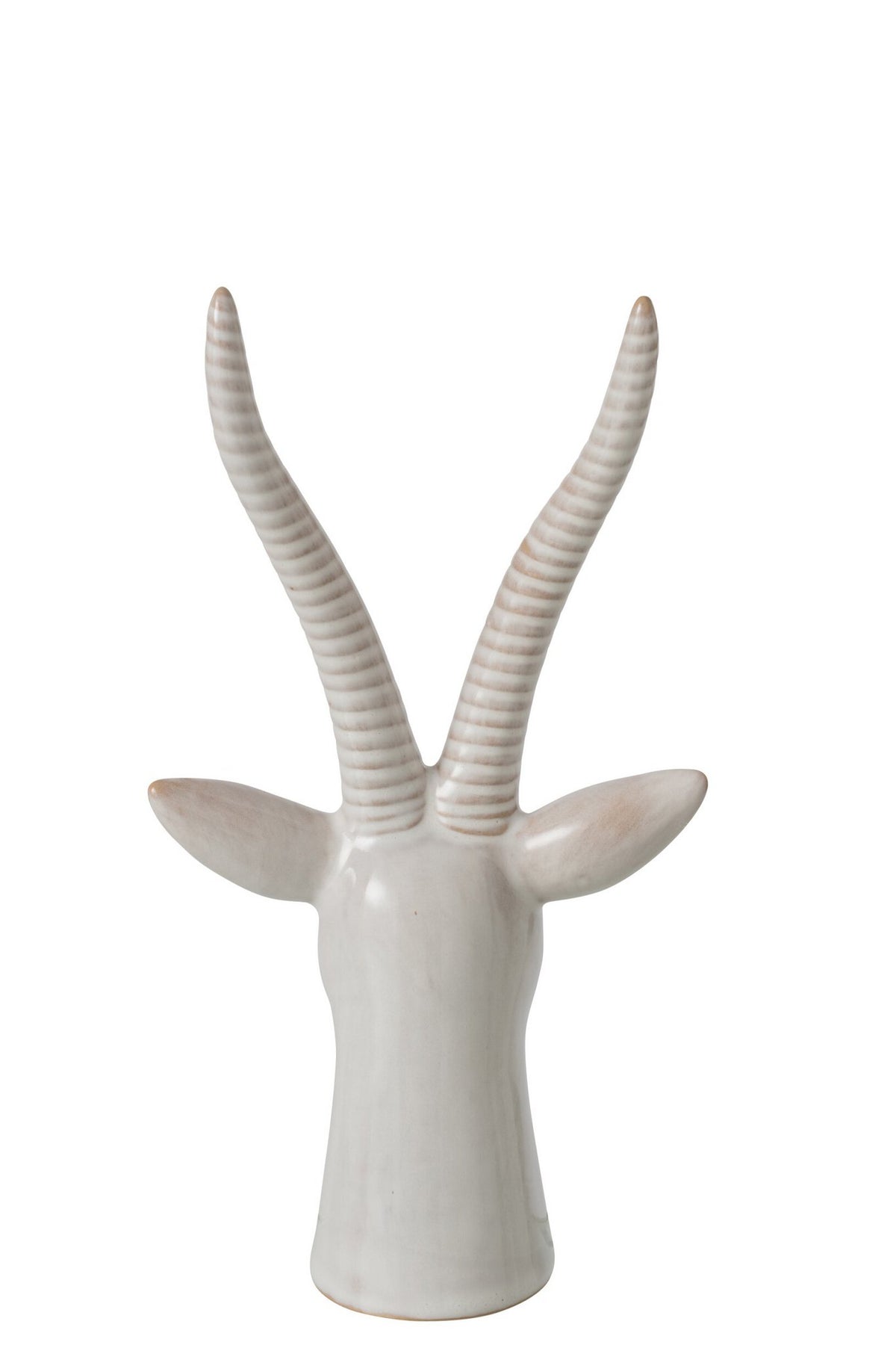 J-Line decoratie Hert Hoofd - porselein - ecru - medium
