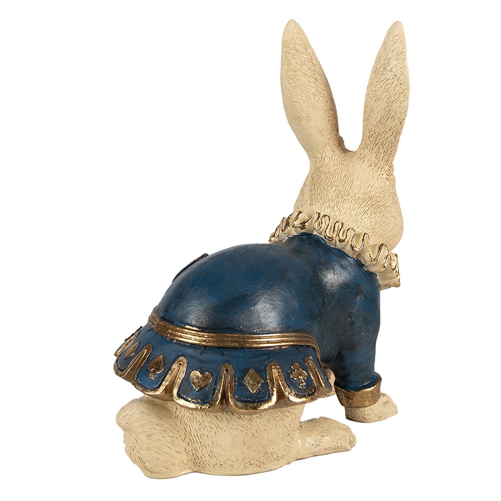 Beeld Konijn 29 cm Beige Blauw Polyresin