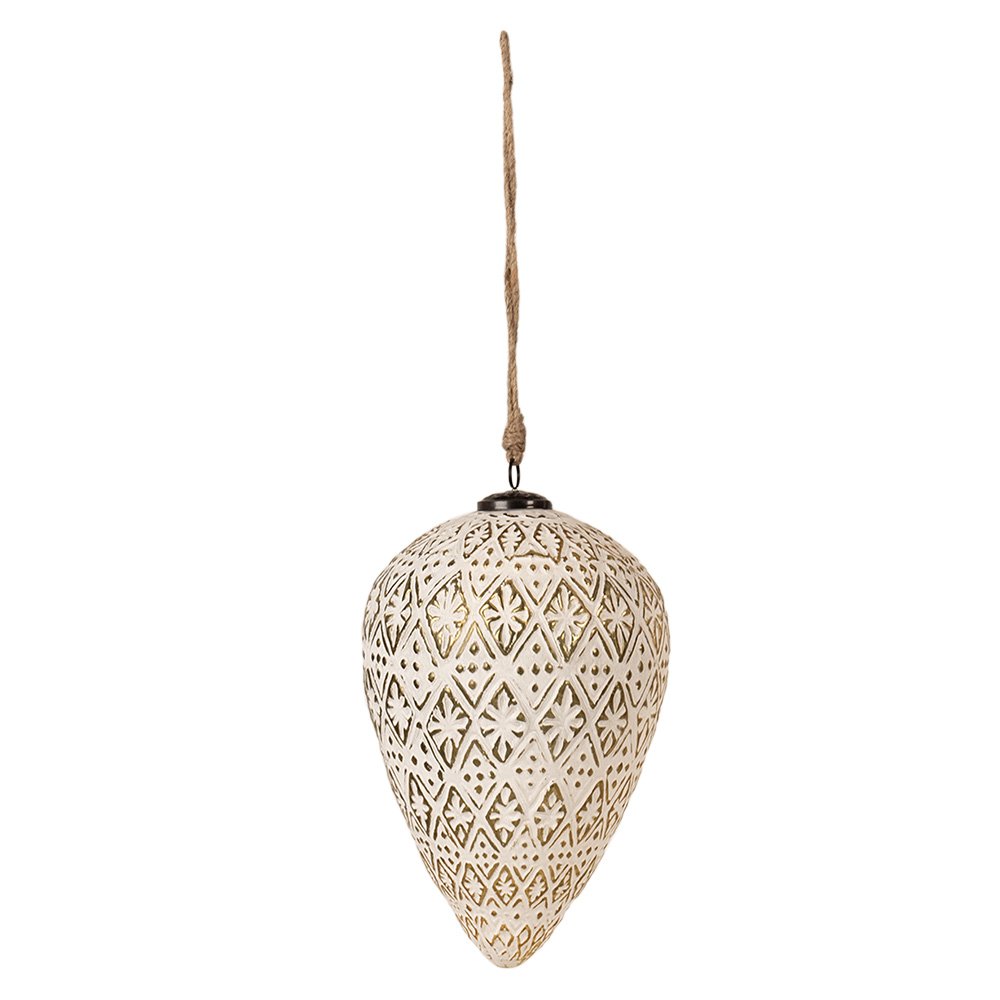 Kerstbal 26 cm Wit Glas Kerstboomversiering