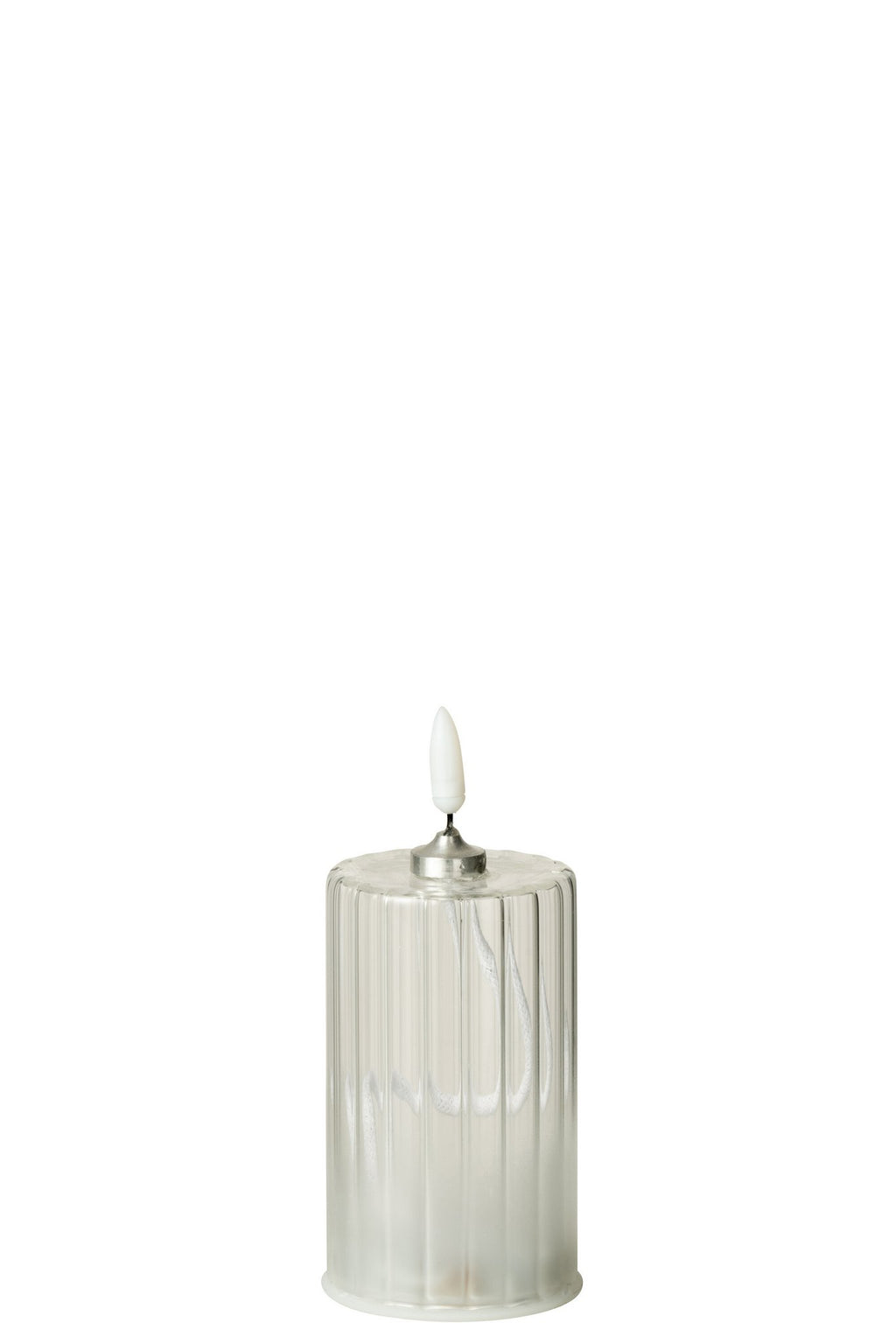 J-Line kaars Strepen - glas - transparant - S - LED