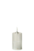 J-Line kaars Strepen - glas - transparant - S - LED