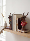 Boekensteunen Set van 2 14x13x18 cm Bruin Rood Polyresin Hert Boekenhouders