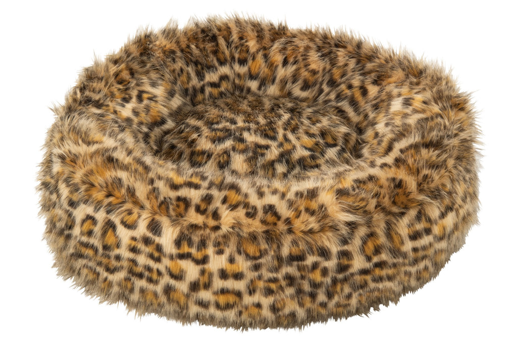 J-Line Kattenmand met luipaardmotief - polyester - roest/beige