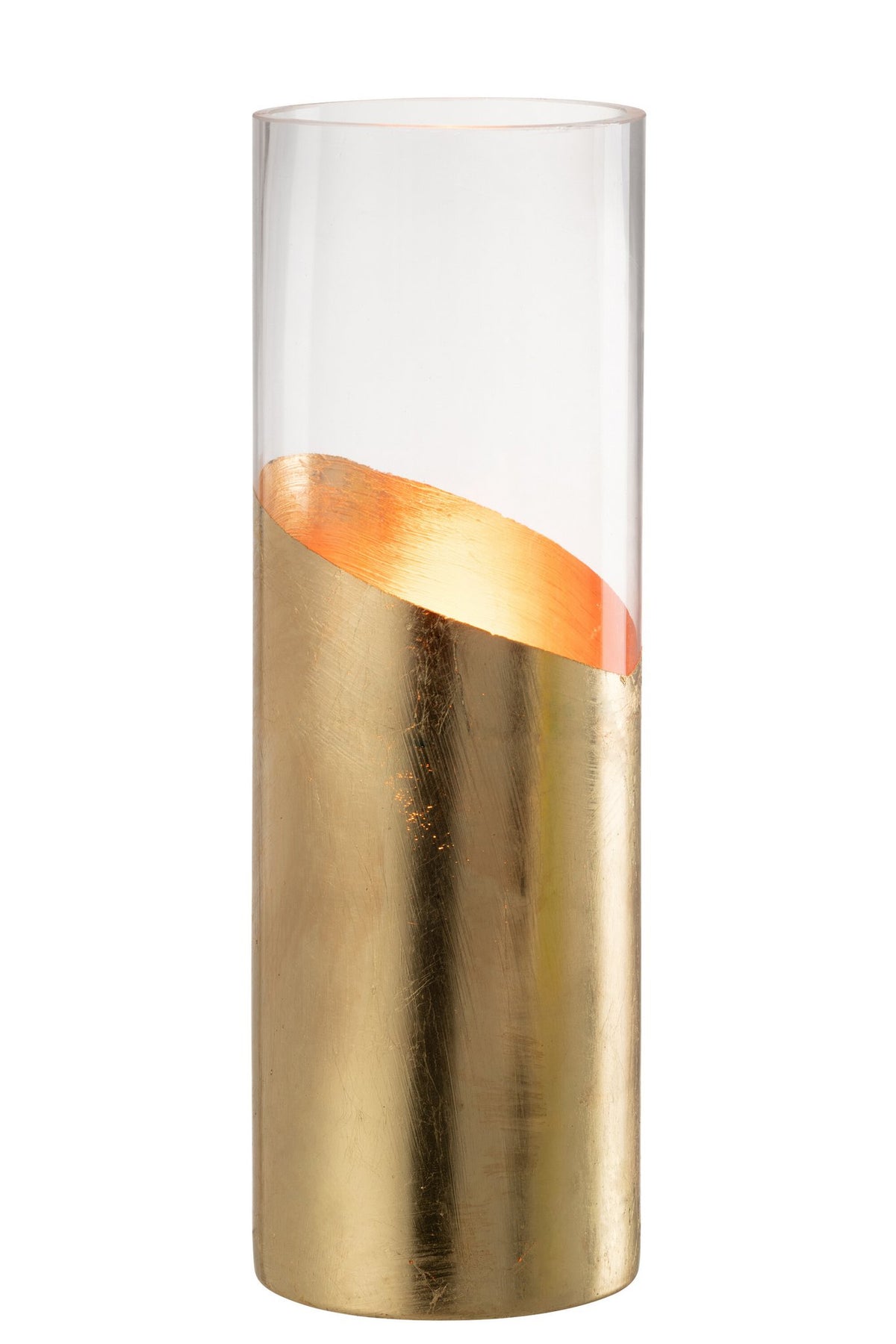 J-Line windlicht Moa - glas - transparant/goud - large