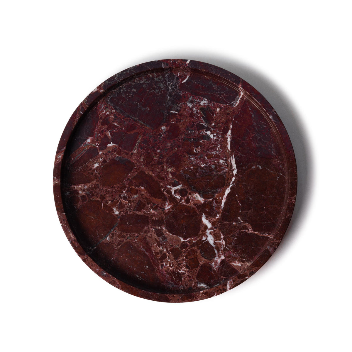 Marmer dienblad rond met rand tray Ø30cm rood