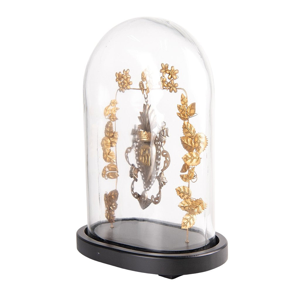 Stolp 26x16x37 cm Goudtkleurig Zwart Glas Hart Glazen Stolp
