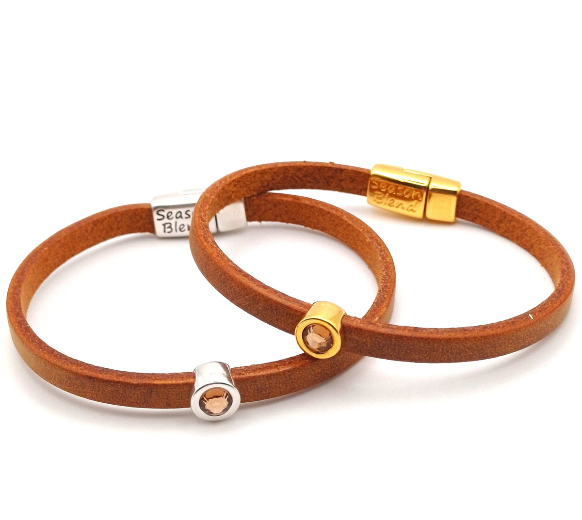Shorty leren armband vintage cognac