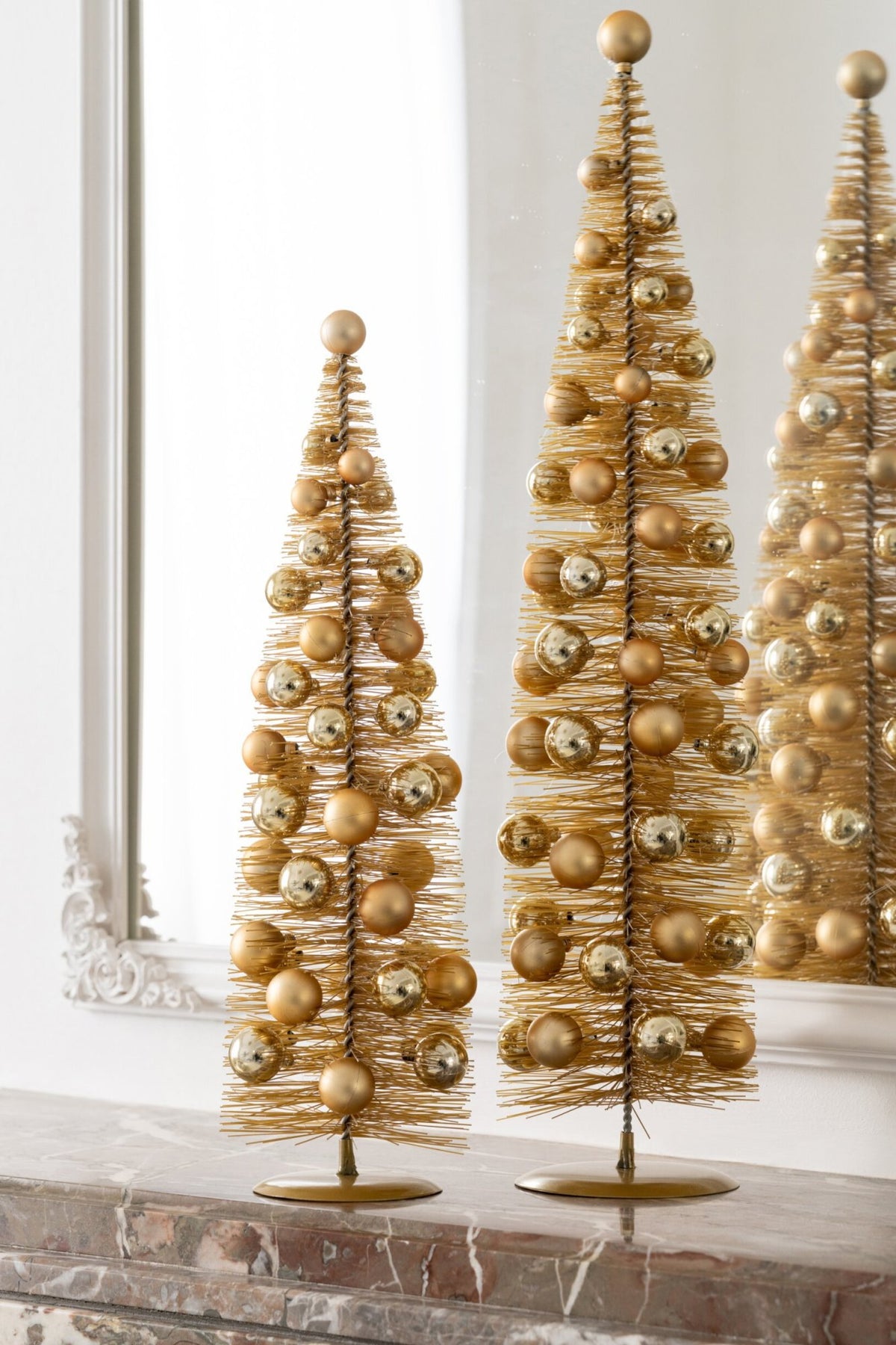 J-Line Boom met kerstballen - synthetisch - goud - small
