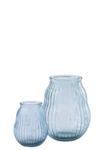 J-Line windlicht Gestreept - glas - lichtblauw - L