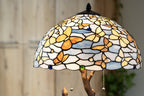 Tiffany Tafellamp Ø 40x60 cm Blauw Glas Vlinders Tiffany Bureaulamp