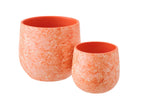 J-Line bloempot - keramiek - oranje/wit - L
