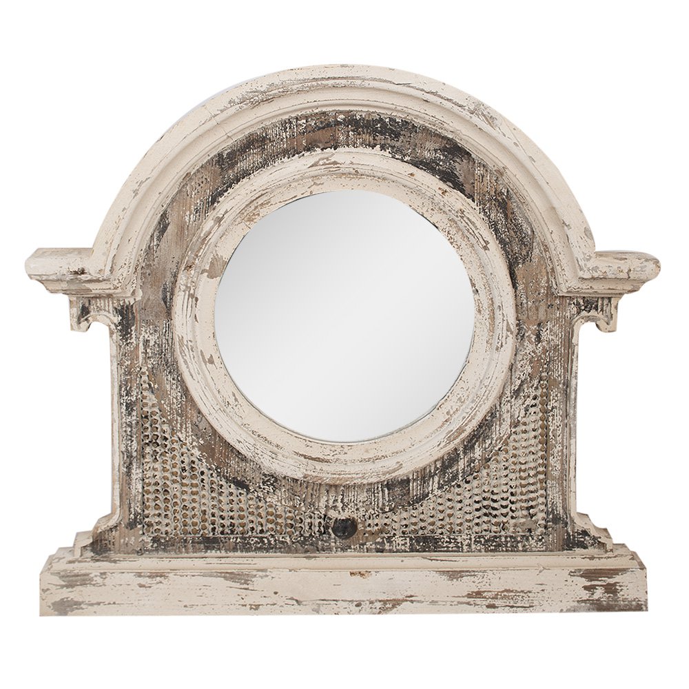 Mirror 89x8x82 cm Beige Bruin Hout Wall Mirror