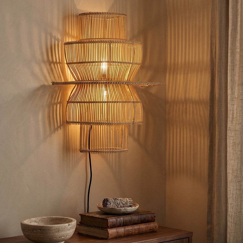 Saturn rotan wandlamp