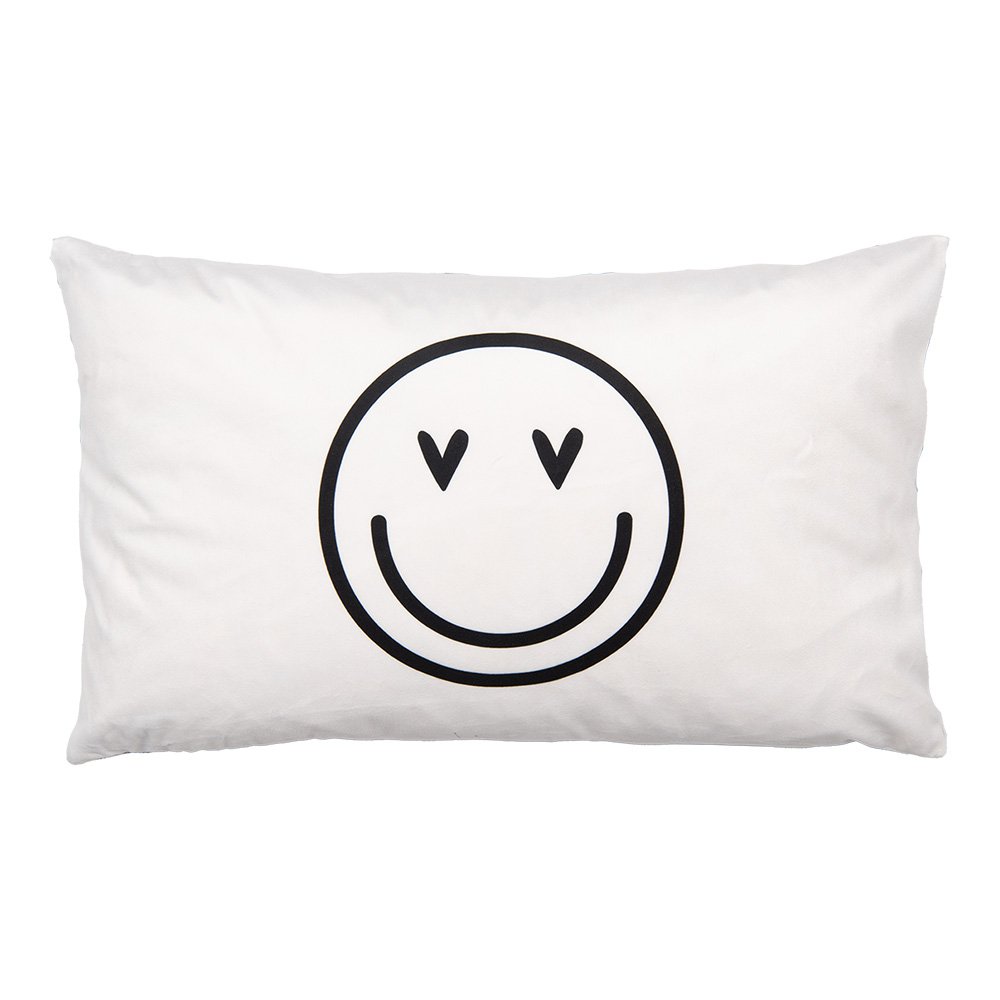 Kussenhoes 30x50 cm Zwart Wit Polyester smile