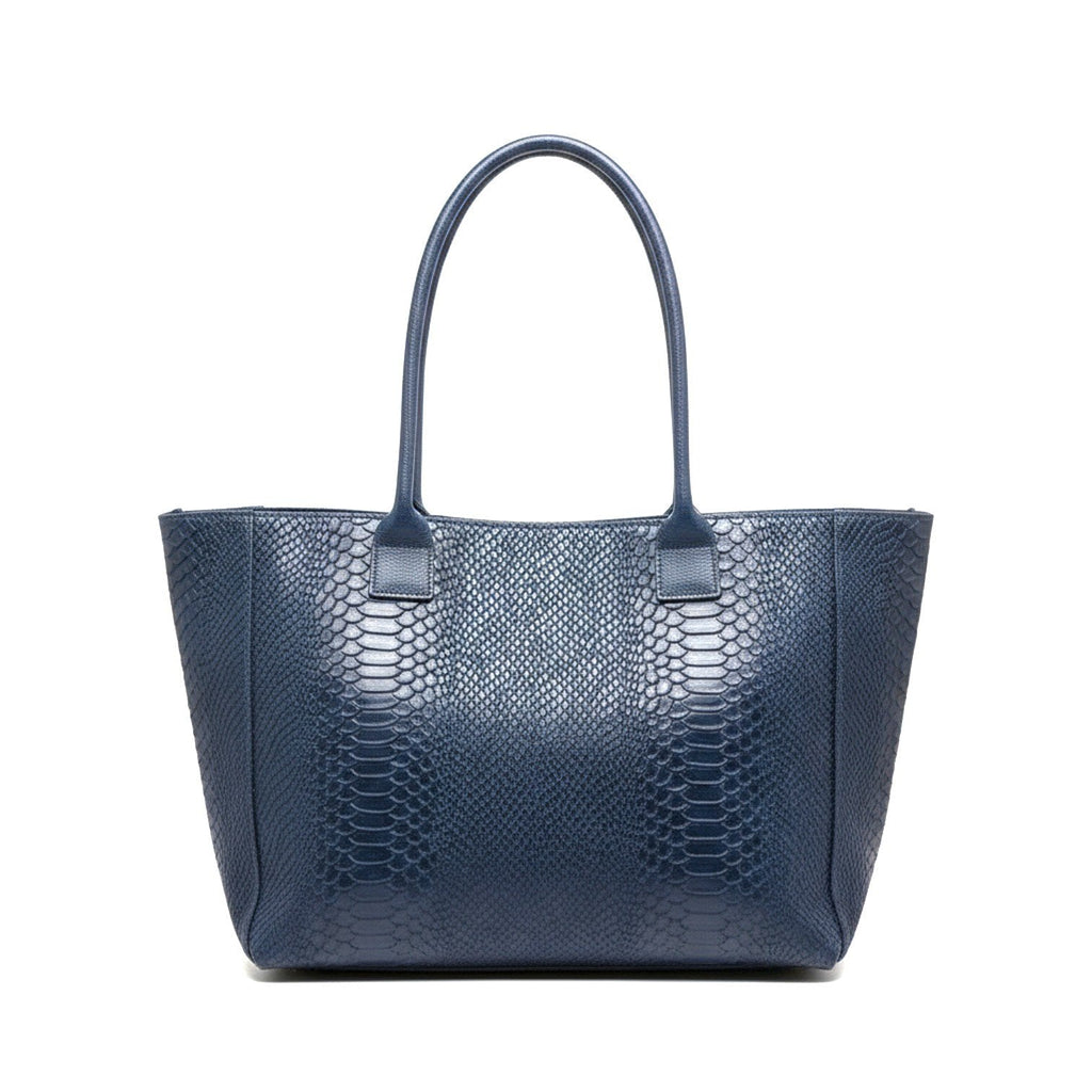 Lola – Italiaanse leren tas met python-reliëf – Marineblauw