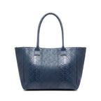Lola – Italiaanse leren tas met python-reliëf – Marineblauw