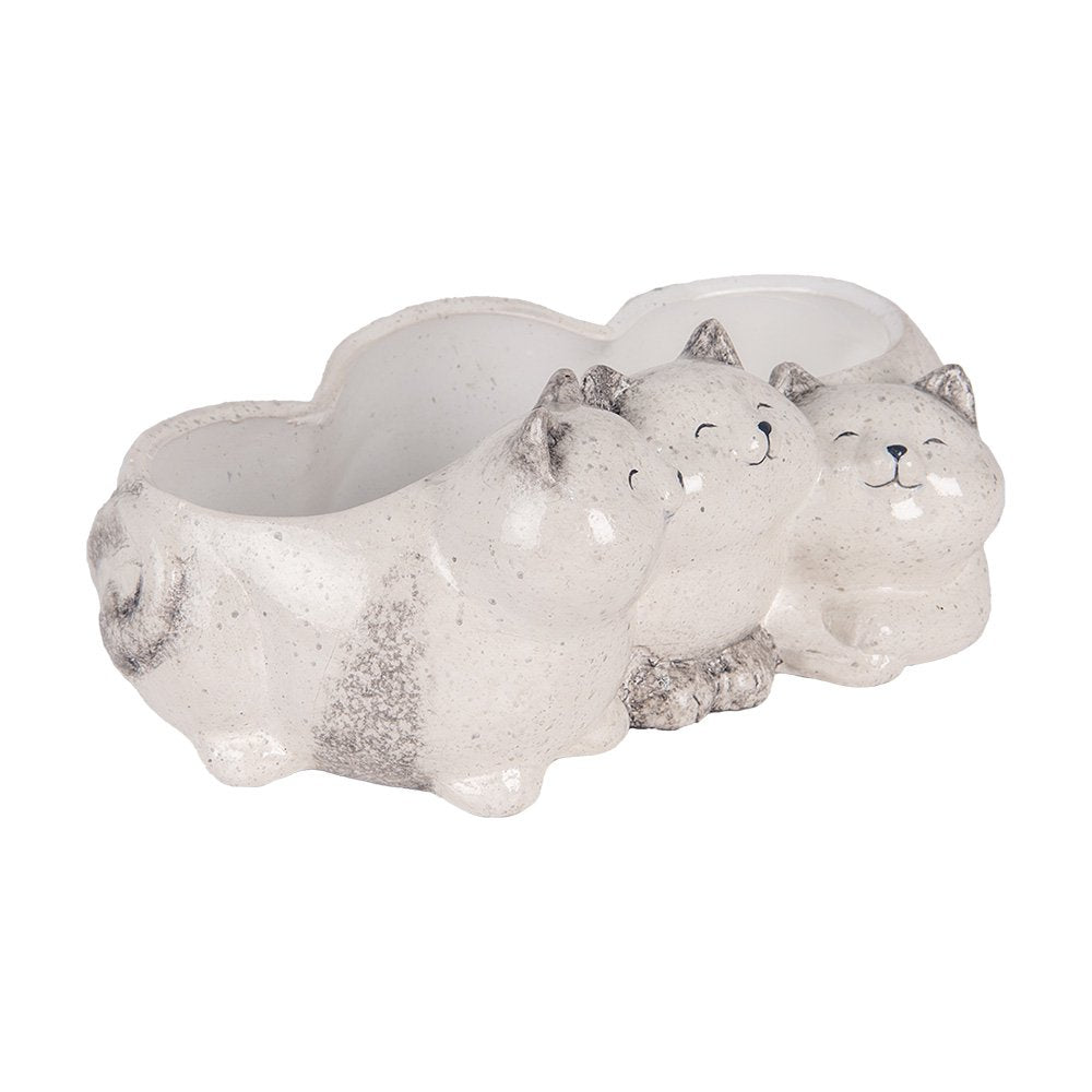 Decoratie Beeld Katten 27x16x10 cm Grijs Keramiek