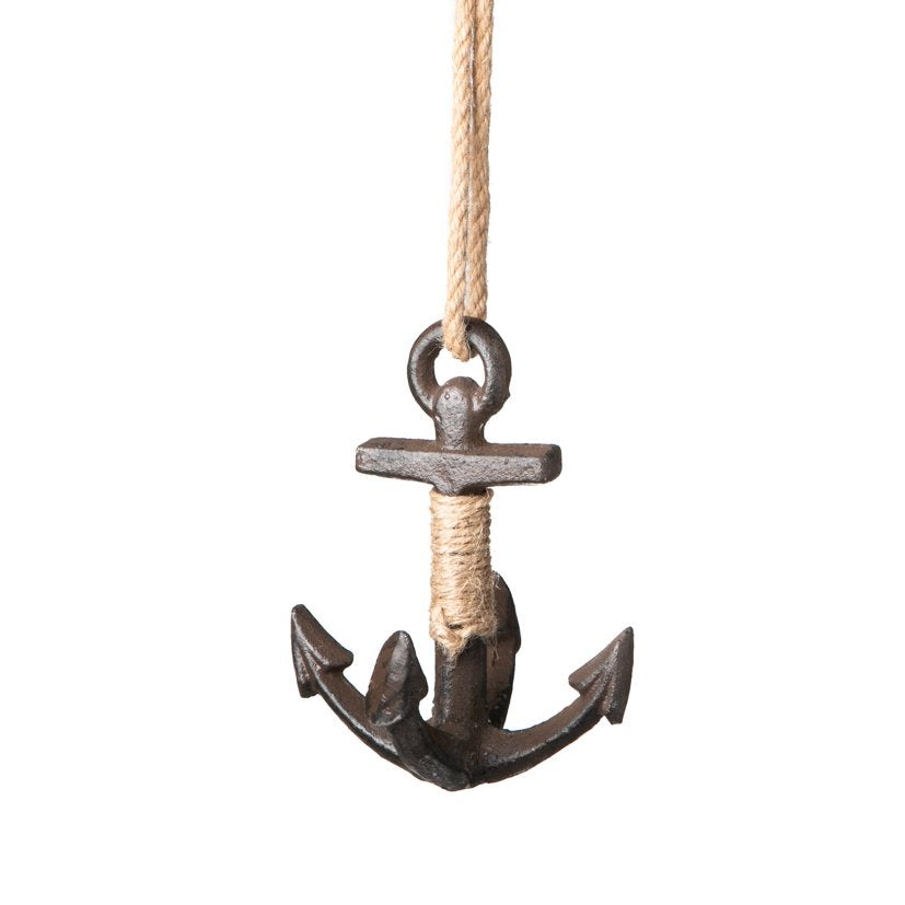 Gietijzerenhanger anker 3D 11x11x15cm bruin