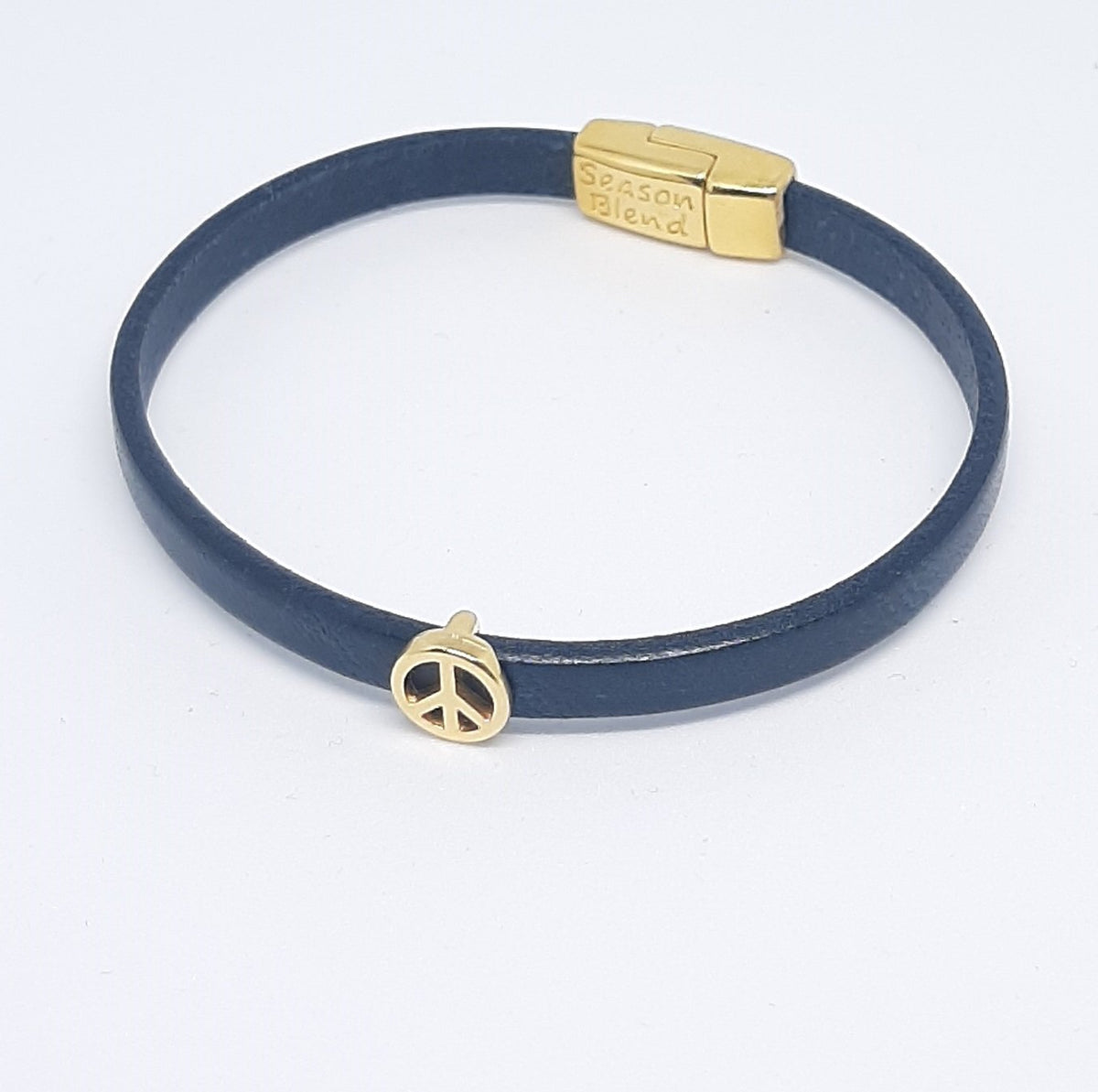 Semplice leren armband peace 24K verguld