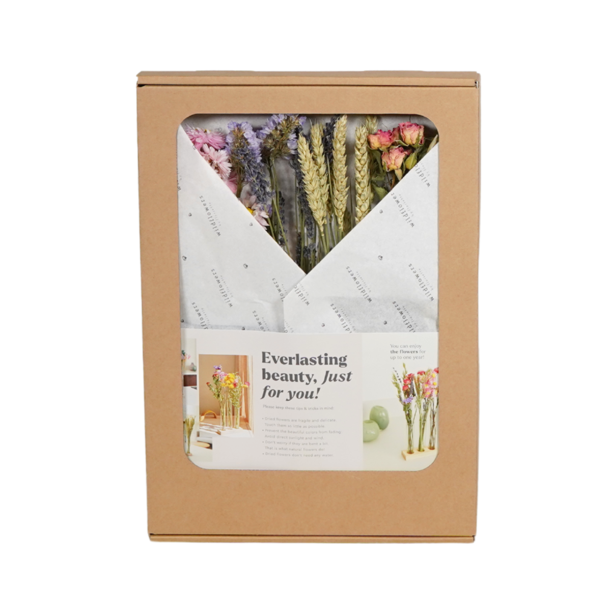 Geschenkdoos - Gedroogde Bloemen in Brievenbus - Met Vazen - Roze