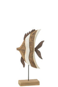 J-Line decoratie Vis Gestreept Op Voet - hout - small