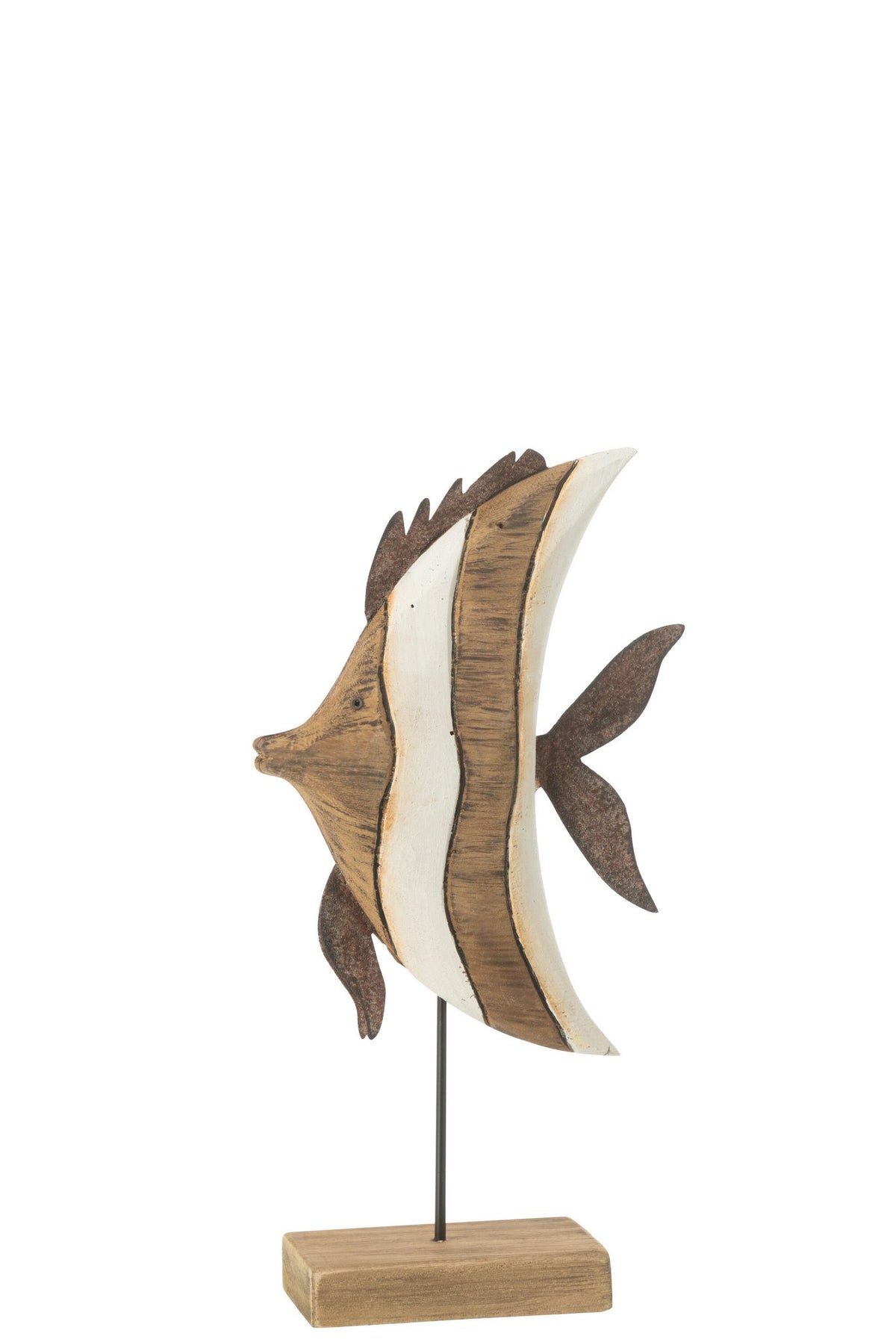 J-Line decoratie Vis Gestreept Op Voet - hout - small