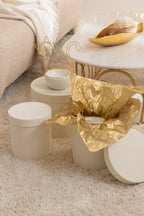 J-Line doos Rond Plat - fluweel/papier - wit - 3 stuks
