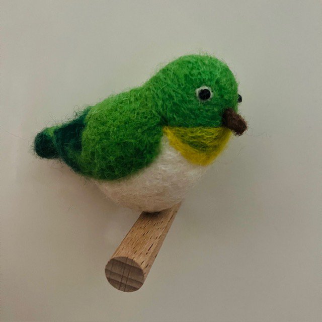 Luna-Leena vogel hangend ornament - groen - wol - handgemaakt in Nepal