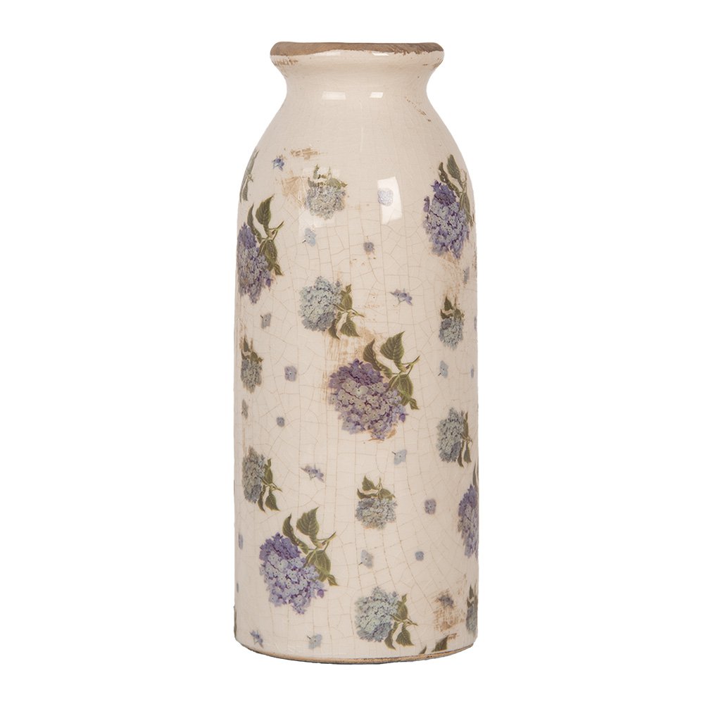 Vaas Ø 8x20 cm Beige Keramiek Bloemen