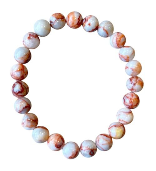 Dames armband natuursteen Red Veined White Onyx