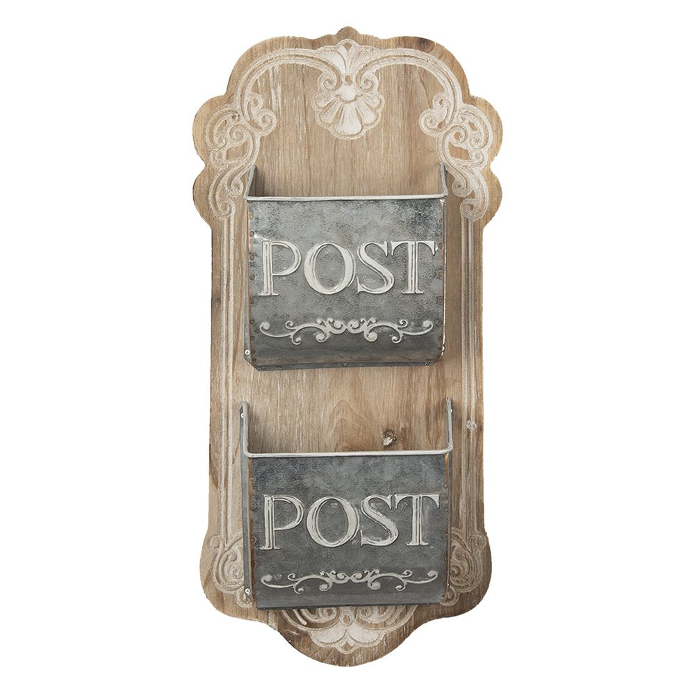 Brievenhouder 26x10x53 cm Bruin Grijs Hout Postbakje