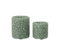 J-Line theelichthouder - steen/glas - donkergroen - set van 2