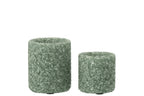 J-Line theelichthouder - steen/glas - donkergroen - set van 2