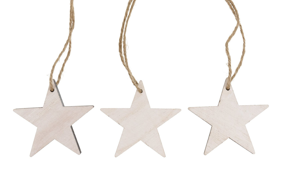 Houten hanger ster 10st 10cm naturel-wash