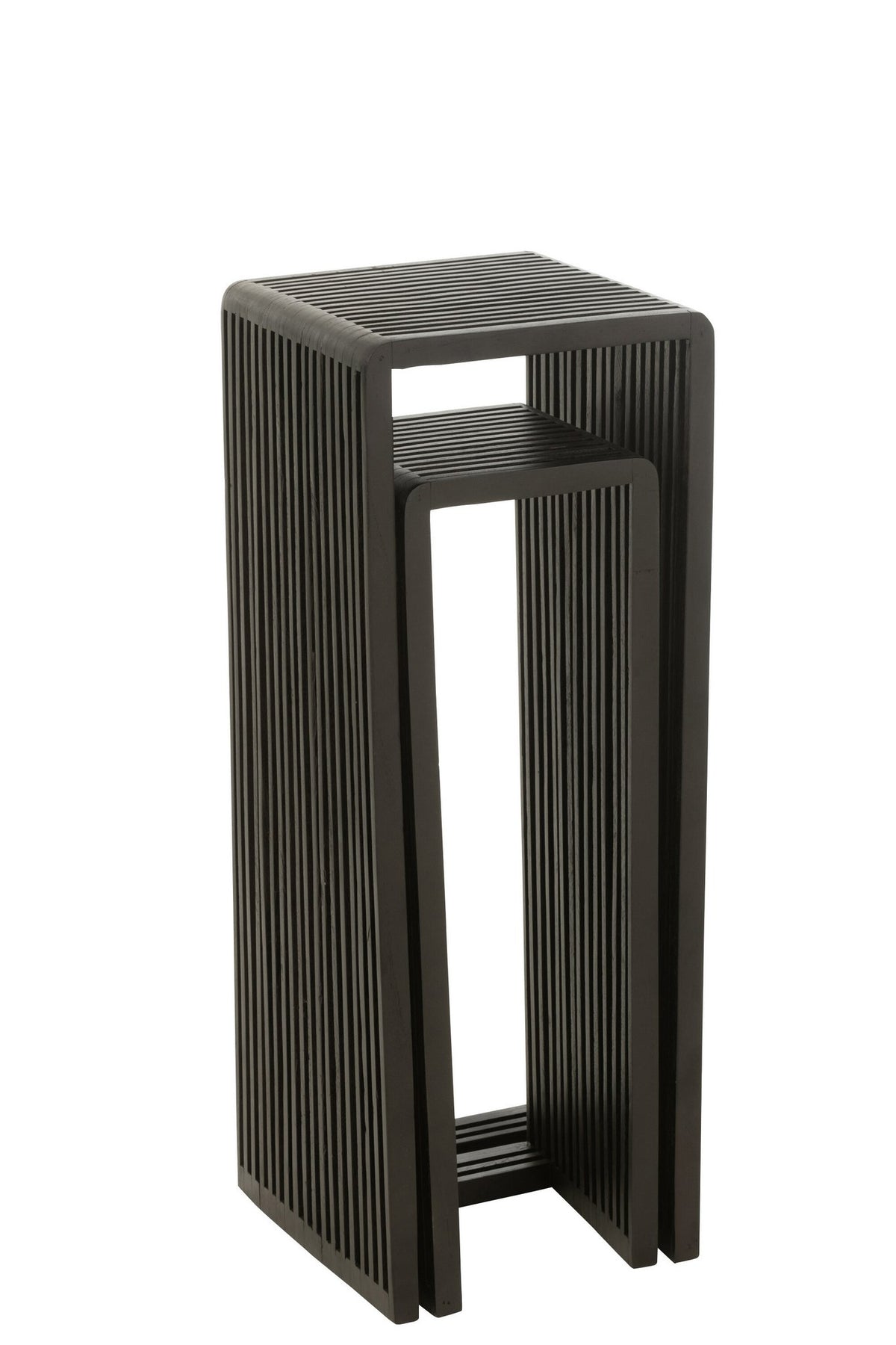 J-Line bijzettafel Kubus - hout - zwart - set van 2
