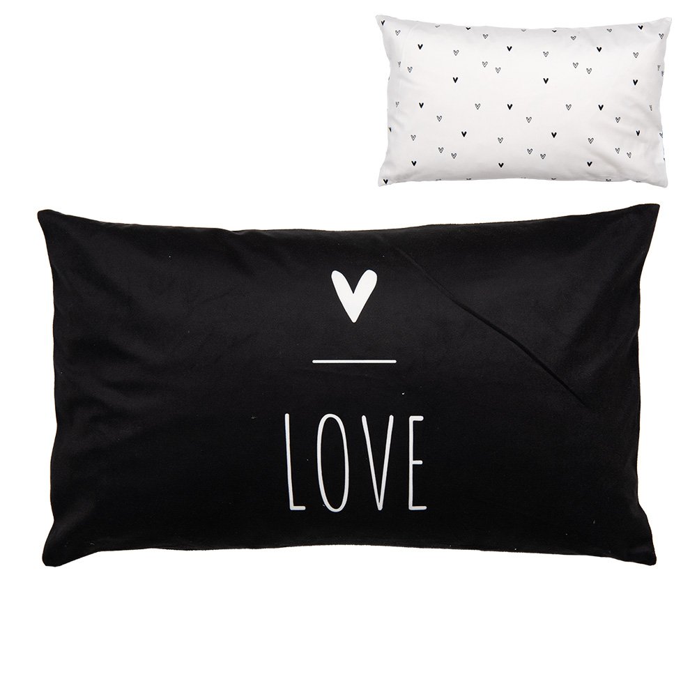 Kussenhoes 30x50 cm Zwart Wit Polyester