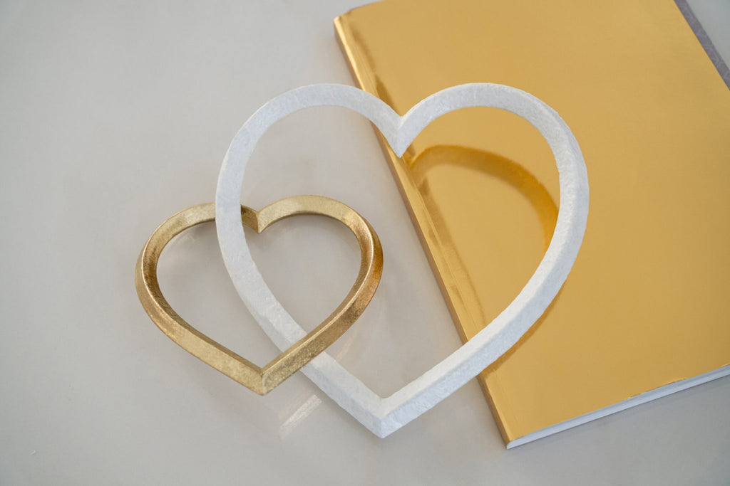 J-Line Hart - metaal - goud/wit