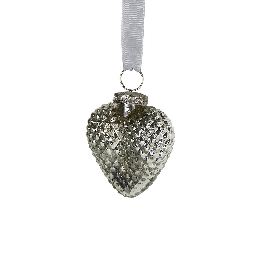 Decoratie hart zilver 8cm